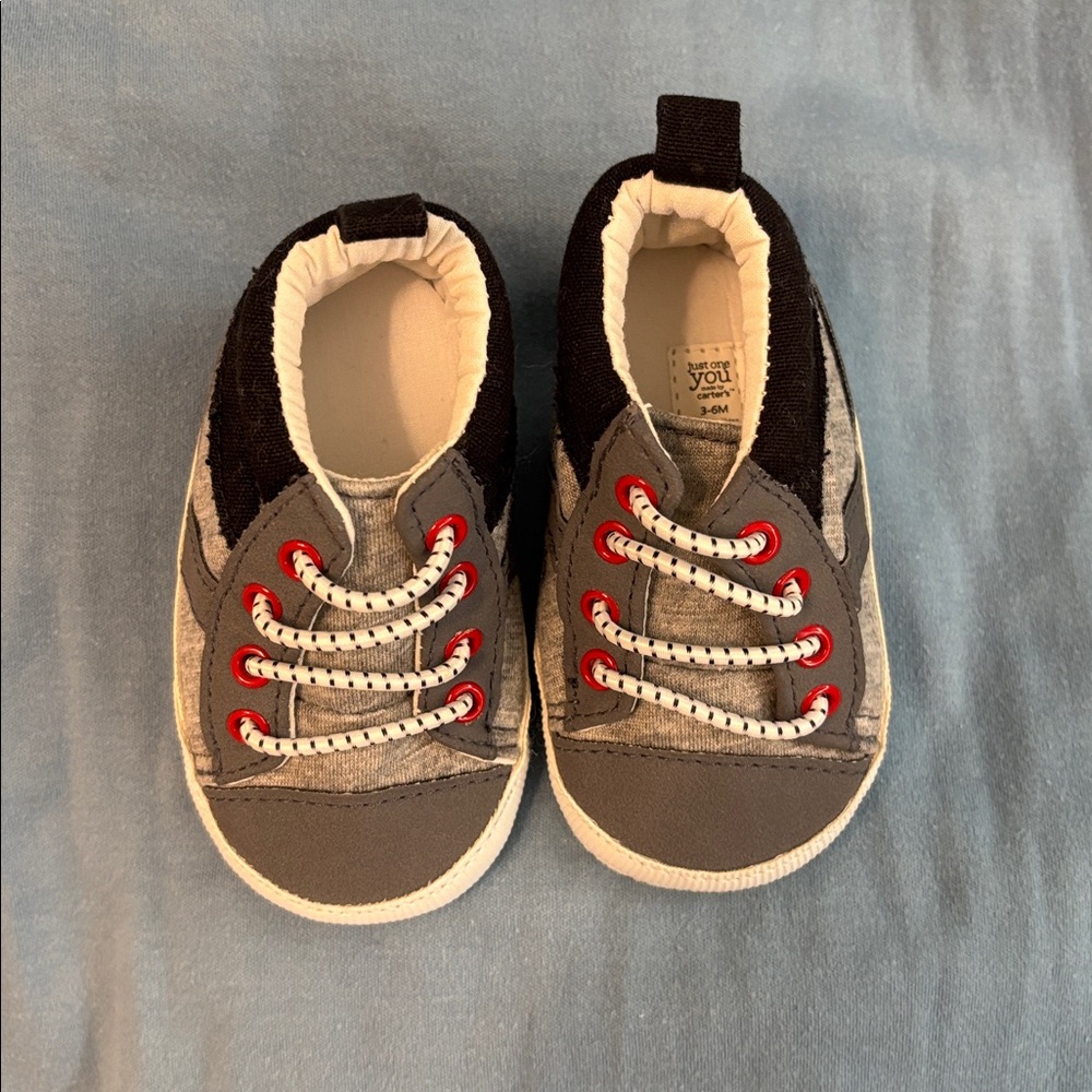 Carter's Black and Gray Baby Sneakers with Red Detail